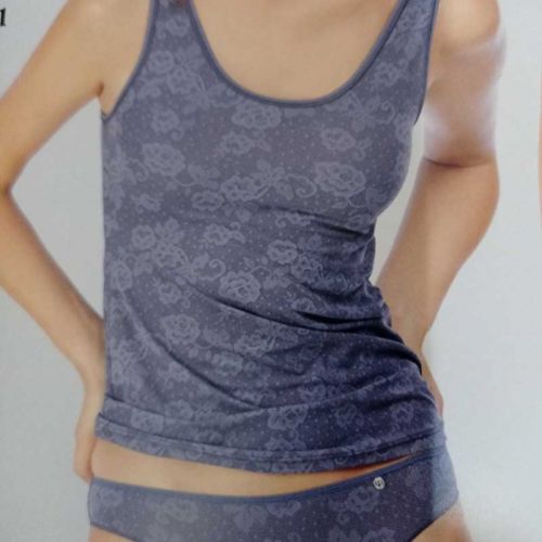 Camiseta de tirantes finos de color azul estampado