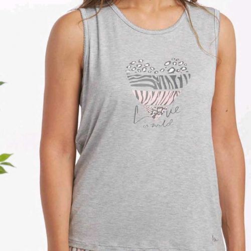 Pijama gris de dos piezas cortas